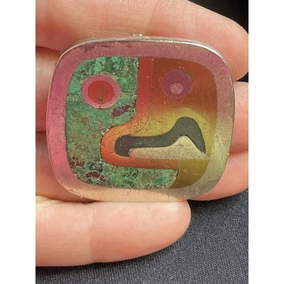 Los Castillo Sterling Silver Mixed Metals Parrot Pendant Brooch Signed 63 - Picture 14 of 14